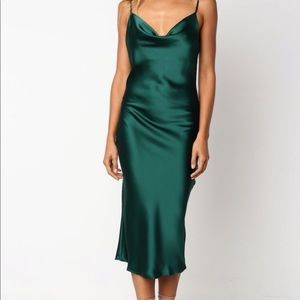 Zara Emerald Midi Slip Dress
